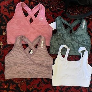 Gymshark Cross-Back Sports Bras - Pink, Green, White